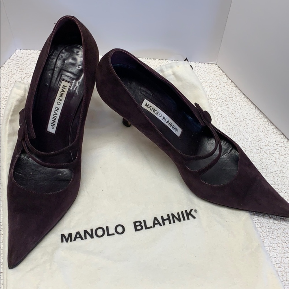 Manolo Blahnik Purple Suede shoes Size 7.5